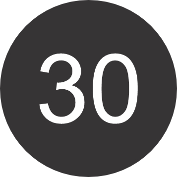Black With White Text Self Adhesive Table Numbers 30mm